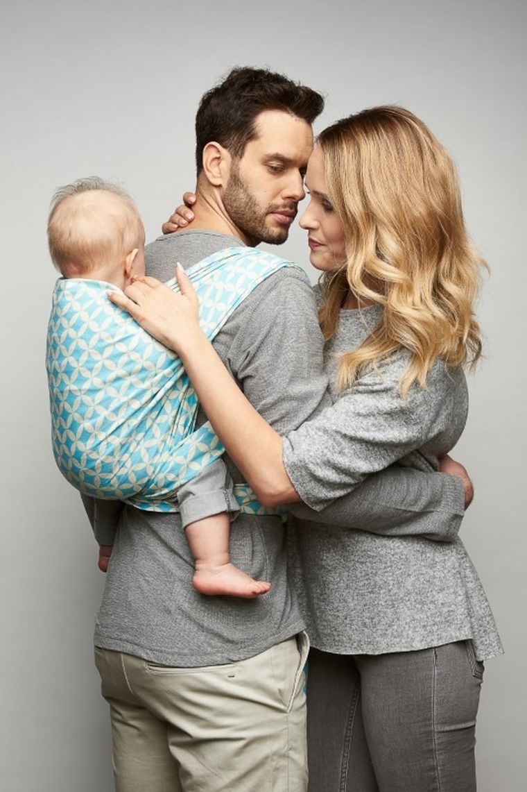 Zaffiro, Be Close, wiązana chusta do noszenia dziecka, romby turkusowe