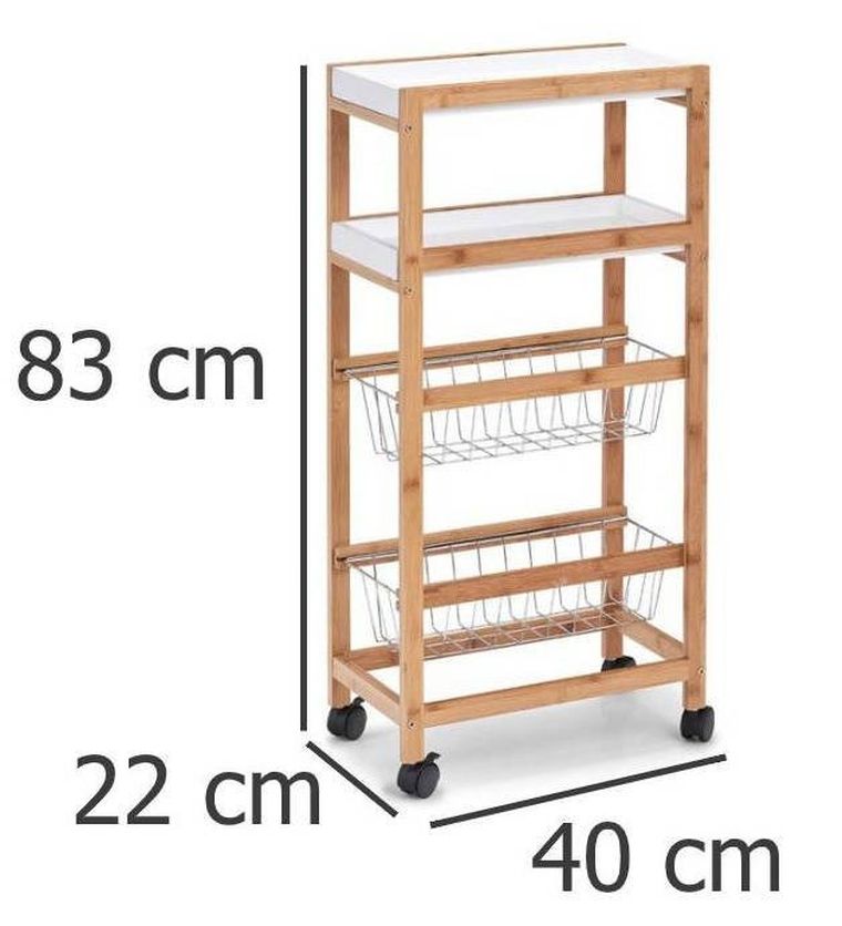 Zeller, wózek do kuchni, stolik z bambusa do serwowania dań, na kółkach