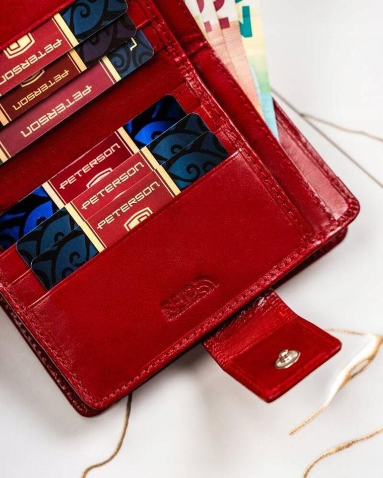 Zestaw: Portfel, Brelok, czerwony, skórzany, RFID, Peterson