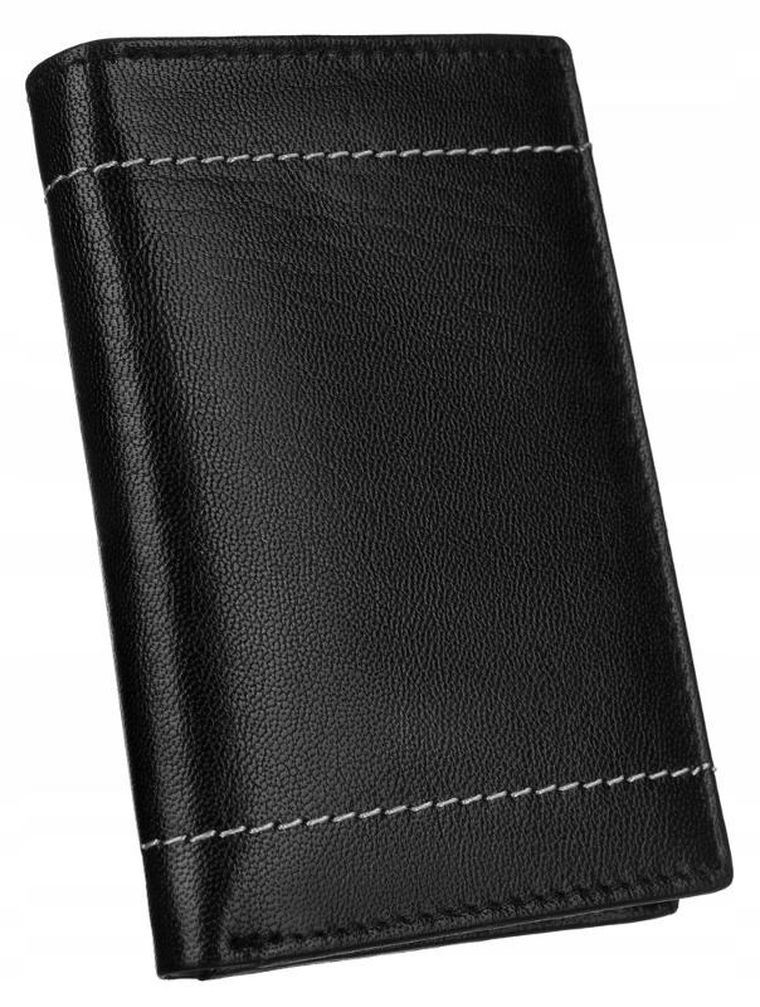 Zestaw: Portfel, Etui na karty, Brelok, czarny, skórzany, Cavaldi