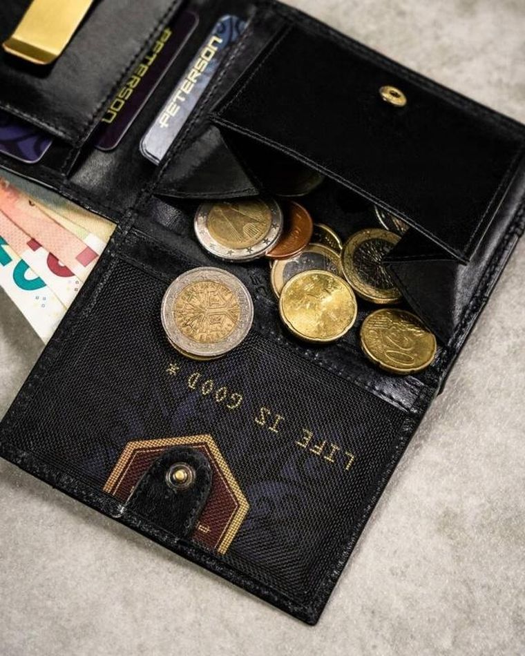 Zestaw: Portfel, Etui na karty, Brelok, czarny, skórzany, RFID, Peterson