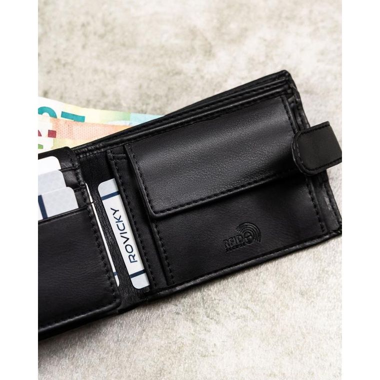 Zestaw prezentowy: Portfel, Brelok, czarny, skóra ekologiczna, Rovicky