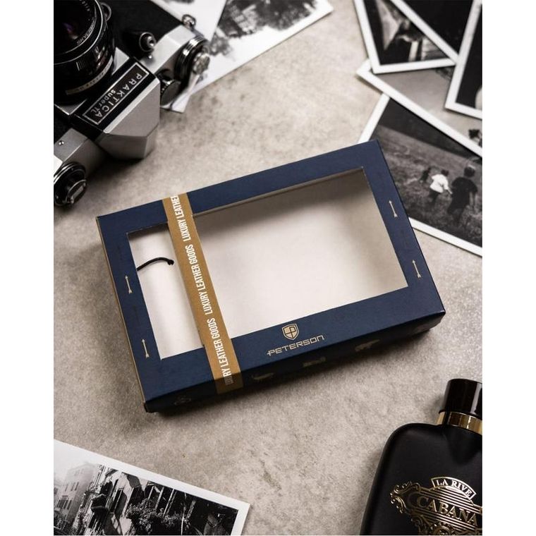 Zestaw prezentowy: Portfel, Brelok, czarny, skórzany, RFID, Peterson