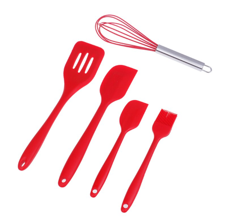 Zestaw przyborów kuchennych, 5 elementów, czerwony