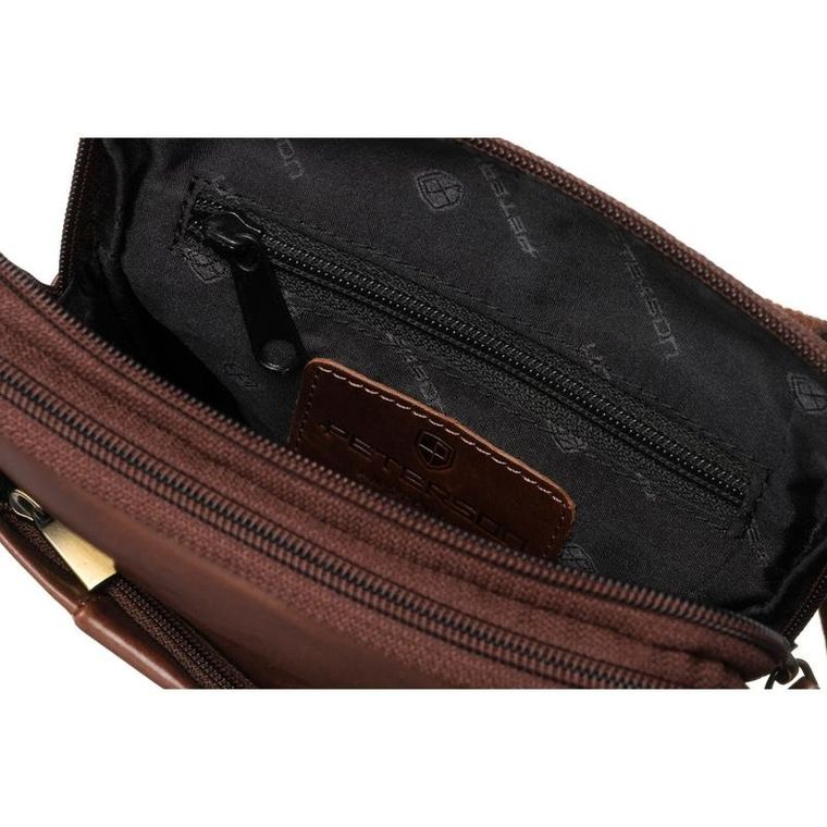 Zestaw, Torba listonoszka, Etui na klucze, brązowy, skórzany, Peterson