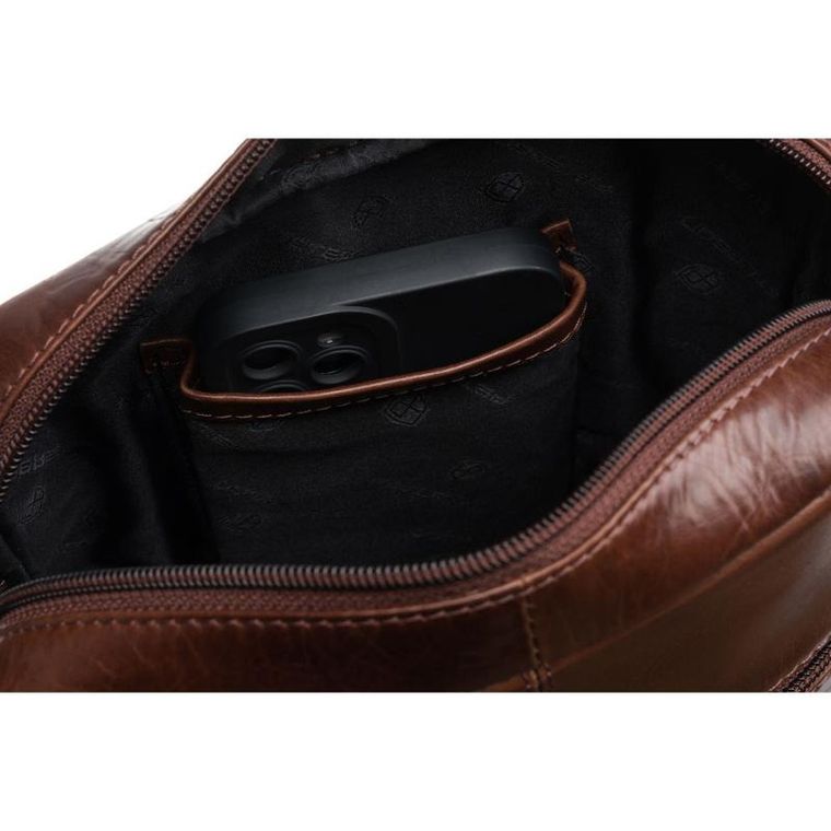 Zestaw, Torba listonoszka, Etui na klucze, brązowy, skórzany, Peterson