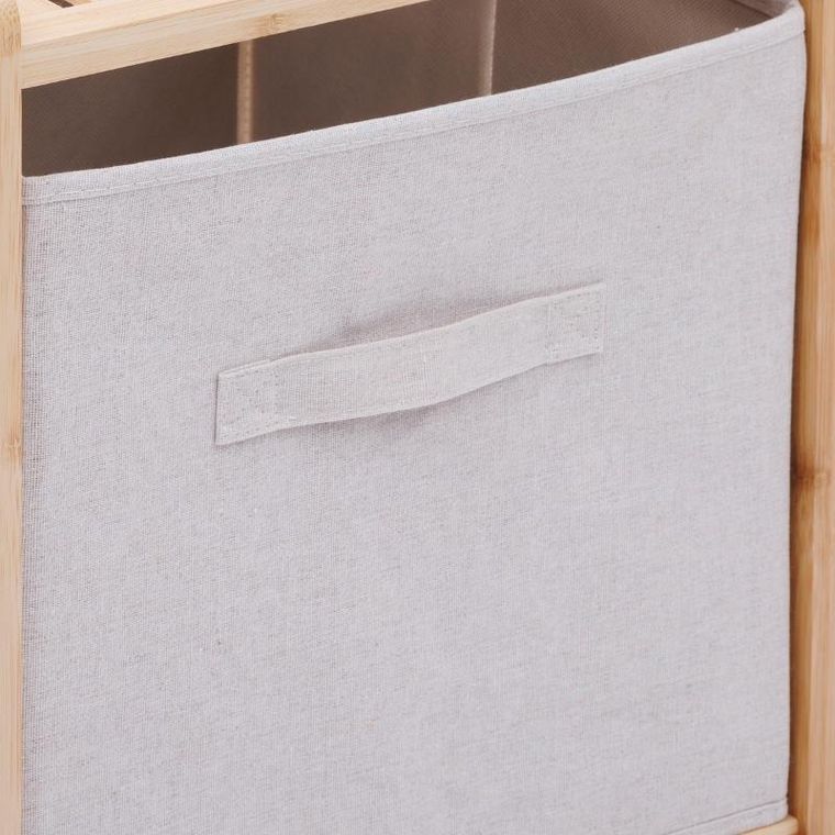 5five Simply Smart, Tidy, regał bambusowy z dwoma materiałowymi koszami, 34,7-33-77,5 cm