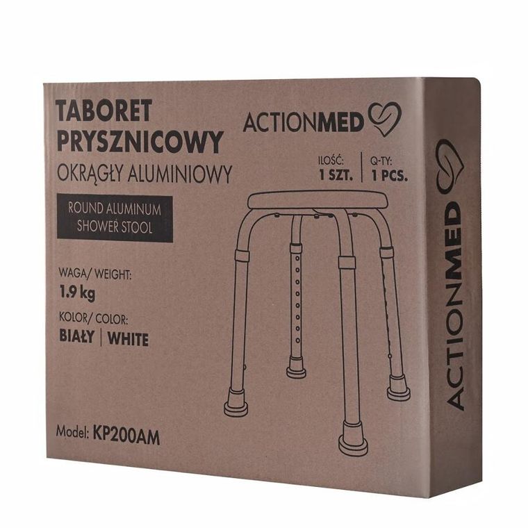 Actionmed, taboret prysznicowy, okrągły, aluminiowy