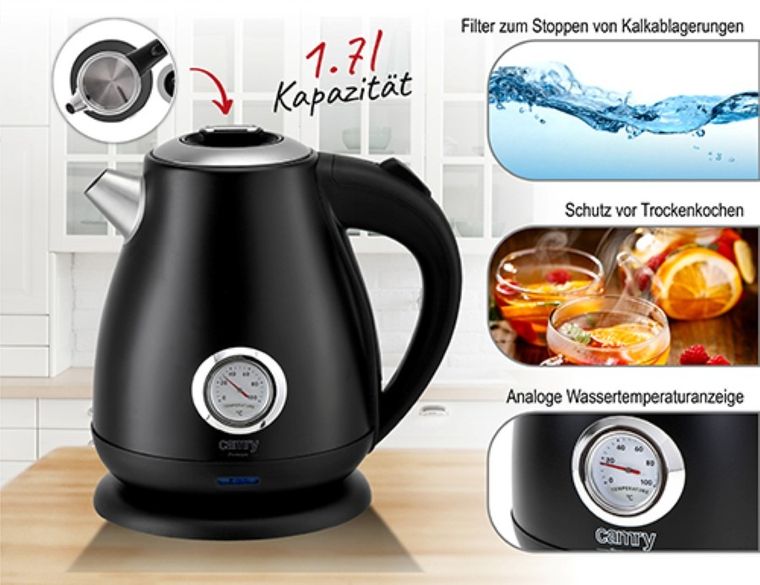 Adler, Camry, czajnik elektryczny, czarny, CR 1344B