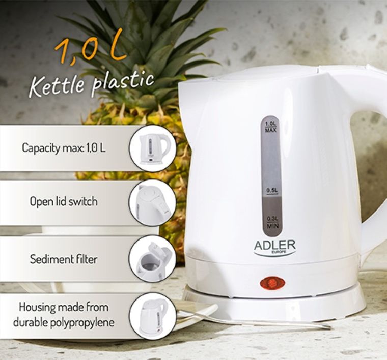 Adler, czajnik elektryczny AD 1272, 1 l, 1600 W