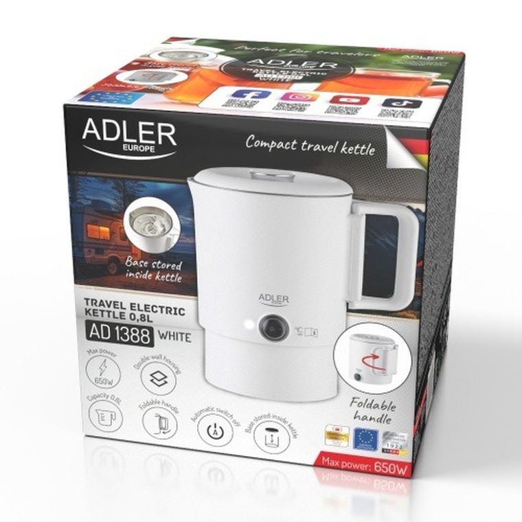 Adler, czajnik elektryczny, turystyczny, 0,8l