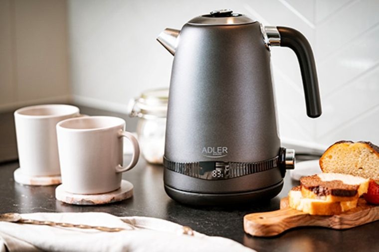 Adler, czajnik metalowy z LCD & regulacją temperatury, 1,7l