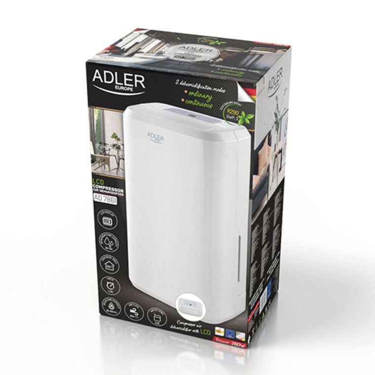 Adler, kompresorowy osuszacz powietrza, 10 l/24 h, LCD, AD 7861
