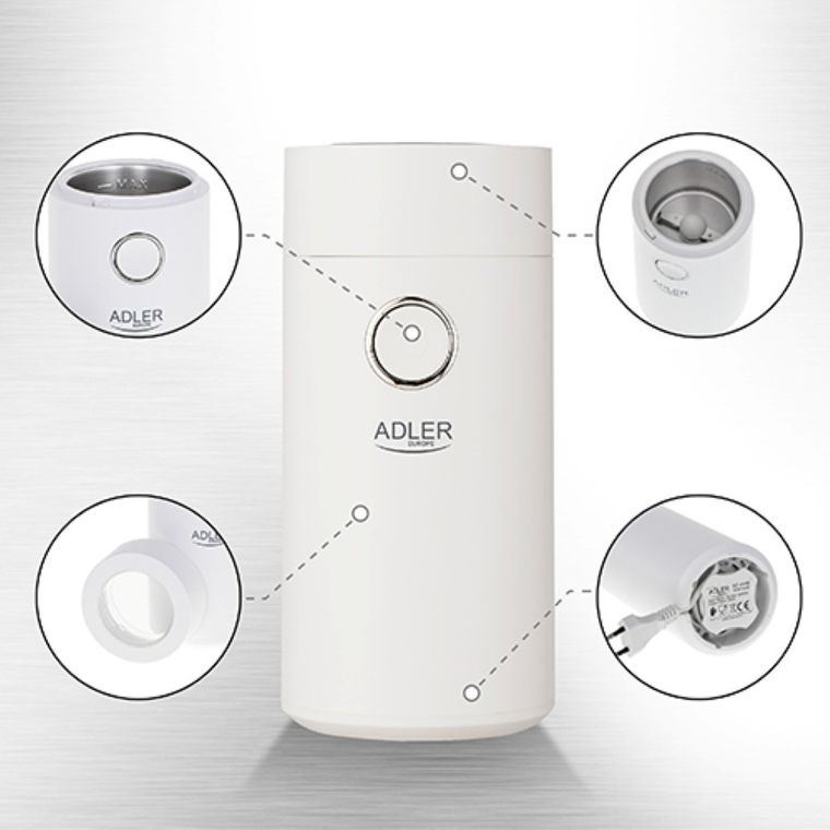 Adler, młynek do kawy, white/silver, AD 4446