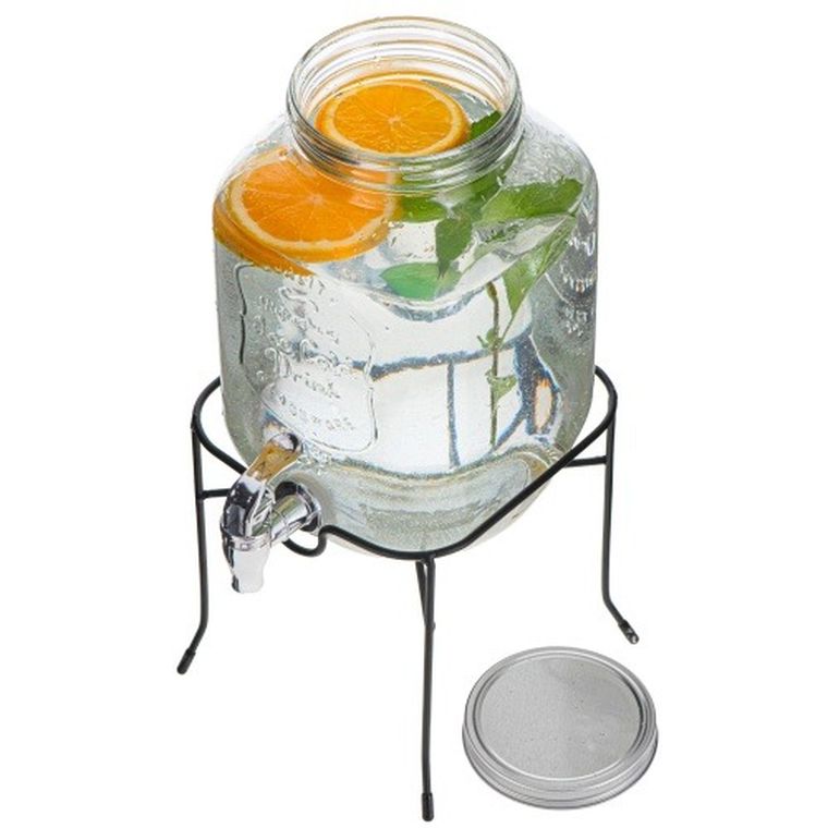 Adler, słój do napojów z kranikiem i stojakiem, szklany, 4l