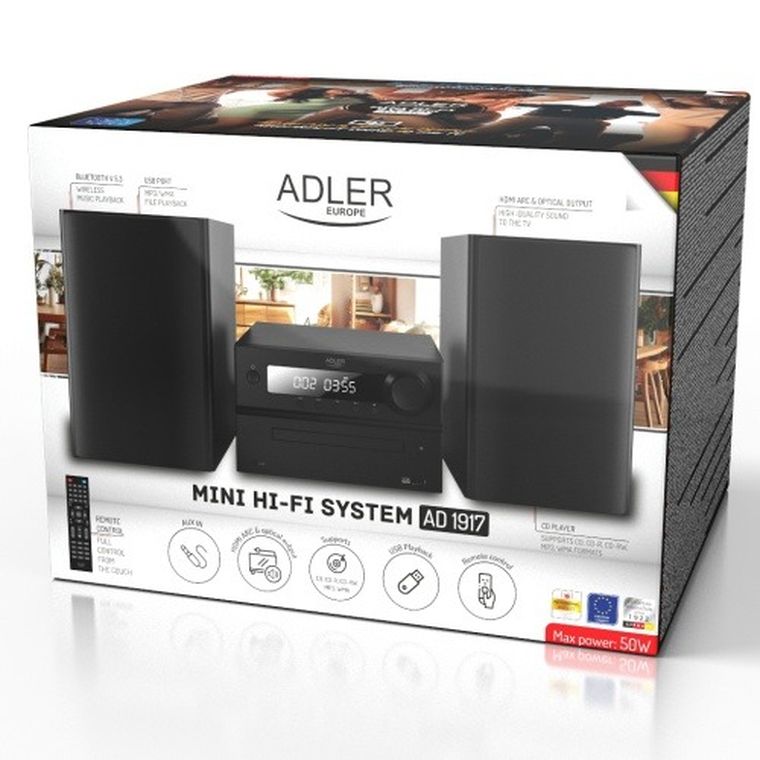 Adler, wieża HI-FI z bluetooth, CD, USB i radiem FM