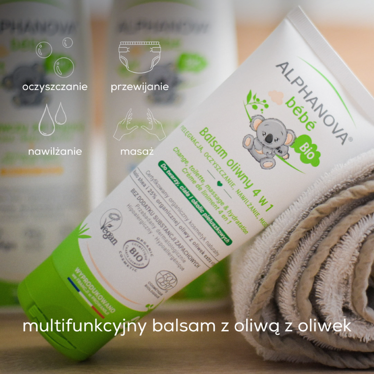 Alphanova Bebe, BIO Liniment, krem nawilżająco-oczyszczający 4w1, 200 ml