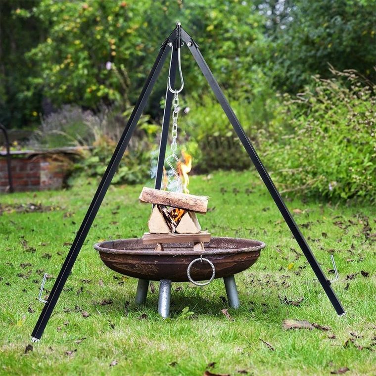 Ambiance, stojak na kociołek, ruszt grillowy, stalowy, regulowany trójnóg, 150 cm