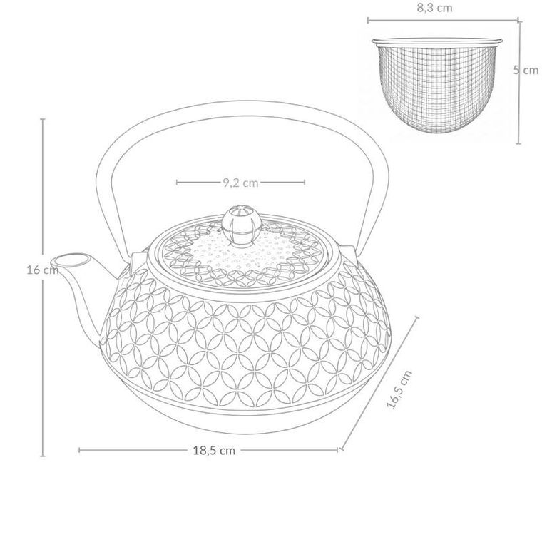 Aromelio, Sabi, czajnik żeliwny z zaparzaczem, 1000 ml