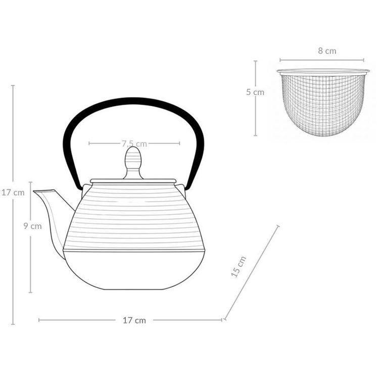 Aromelio, Yuki, czajnik żeliwny z zaparzaczem, 1000 ml