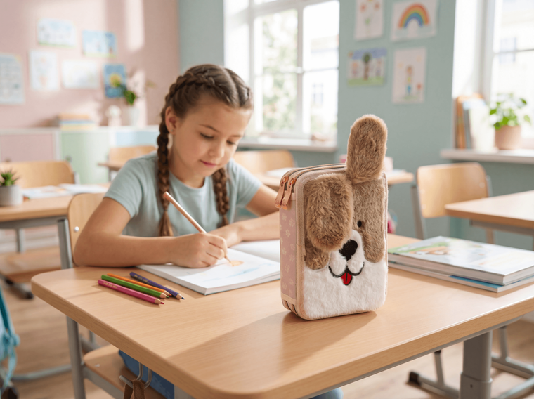 Astrabag, piórnik rozkładany, podwójny, z wyposażeniem, Fluffy Puppy