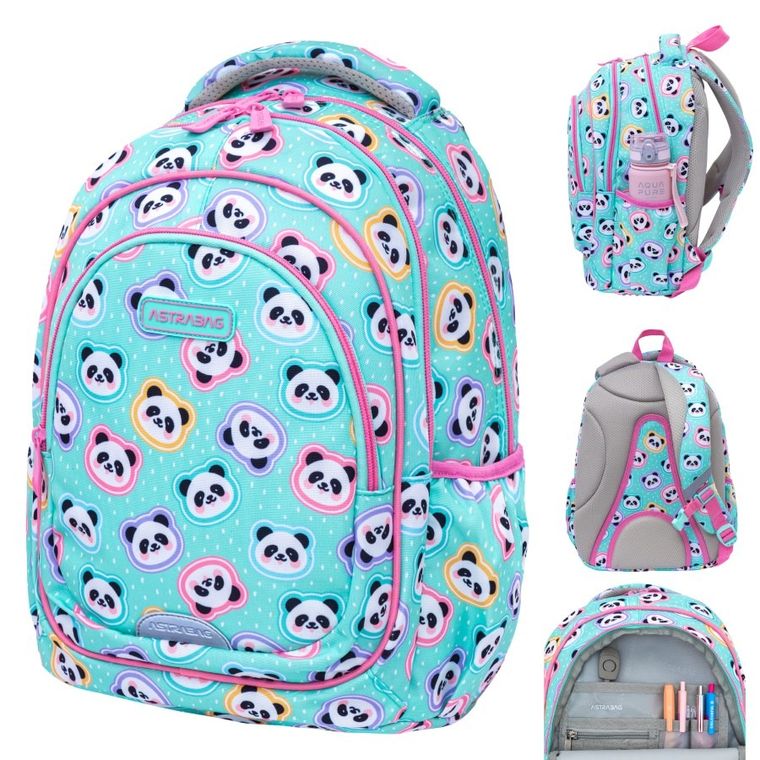 Astrabag, plecak szkolny, 3-komorowy, Minty Pandas