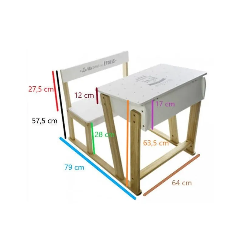 Atmosphera for kids, biurko dziecięce ze schowkiem, retro