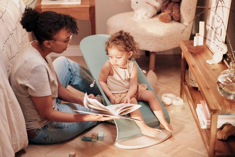 BabyBjörn, Balance Soft Woven/Jersey, leżaczek, jasnoszałwiowy-szary