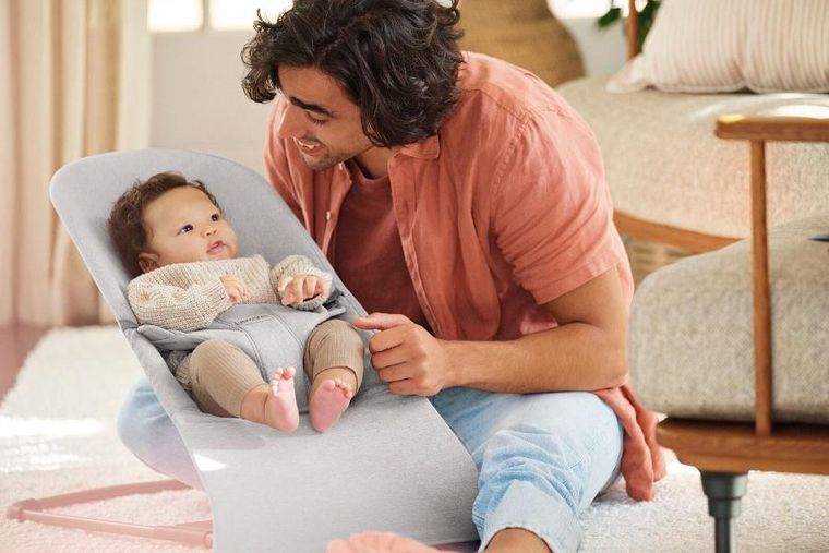 BabyBjörn, Bliss Woven, leżaczek, jasny szary, melanż