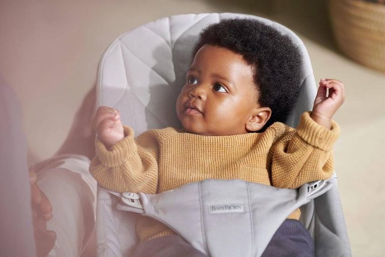 BabyBjörn, Bliss Woven, Petal Quilt, leżaczek, jasnoszary