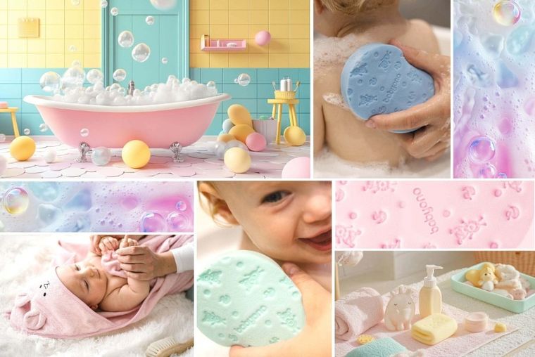 BabyOno, gąbka kąpielowa dla dzieci i niemowląt, różowa