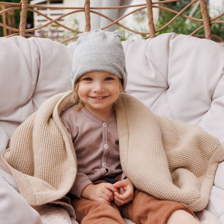 BabyOno, kocyk bawełniany z ociepleniem, beżowy, 75-100 cm