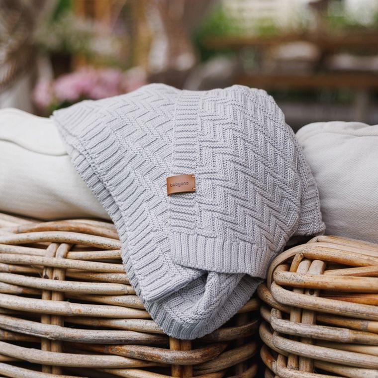 BabyOno, kocyk dzianinowy, bawełniany, szary