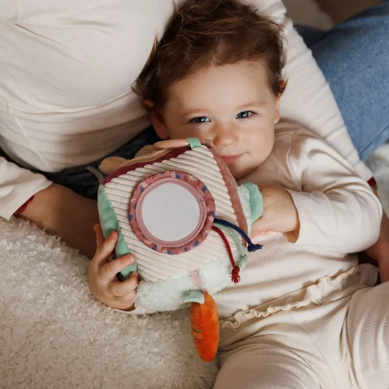 BabyOno, Rabbit Karo, kostka sensoryczna, miękka zawieszka