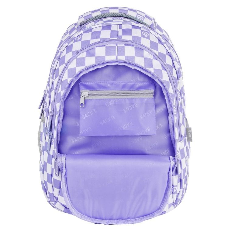 BackUp, plecak szkolny, 3-komorowy, Szachownica Fiolet