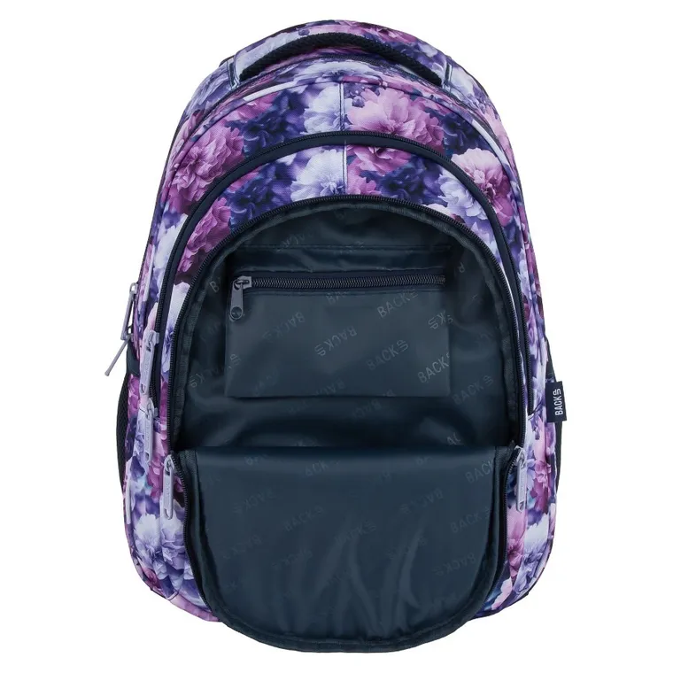 BackUp, plecak szkolny, 3-komorowy, Violet Bloom