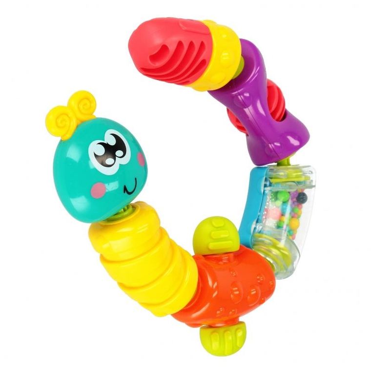 Bam Bam, zabawka sensoryczna, grzechotka, gąsienica