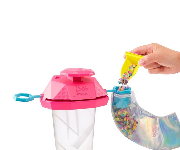 Barbie Crayola, Studio spódniczek konfetti, zestaw kreatywny z lalką i akcesoriami