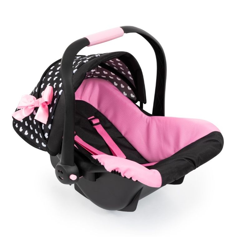 Bayer Design, Deluxe, fotelik samochodowy dla lalek z baldachimem, czarno-różowy