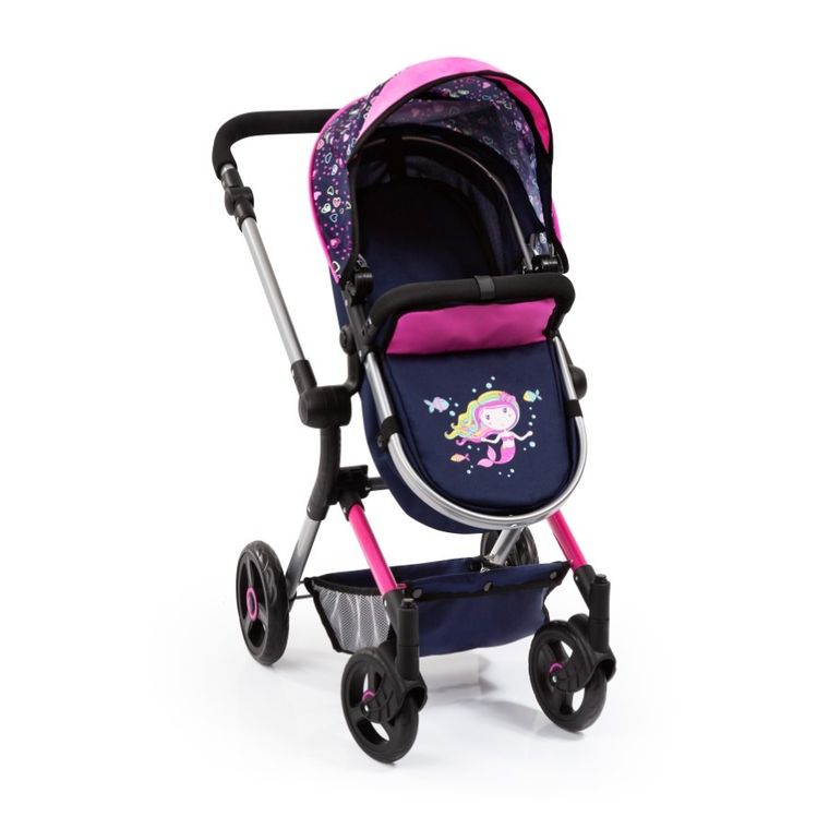 Bayer Design, Neo Vario Combi, głęboki wózek dla lalek z torbą, niebieski z wróżkami i gwiazdami