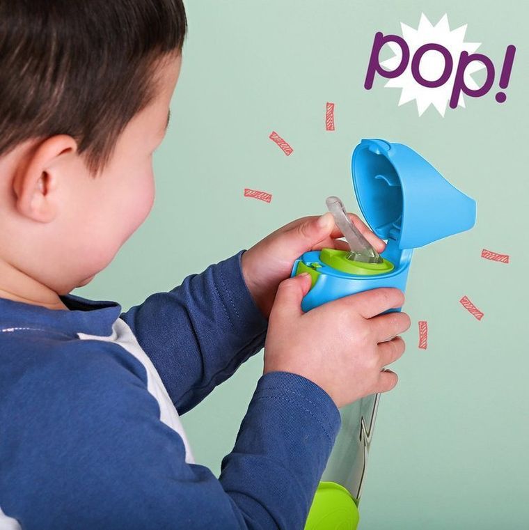 b.box, Blue Slate, butelka tritanowa ze słomką, 450 ml