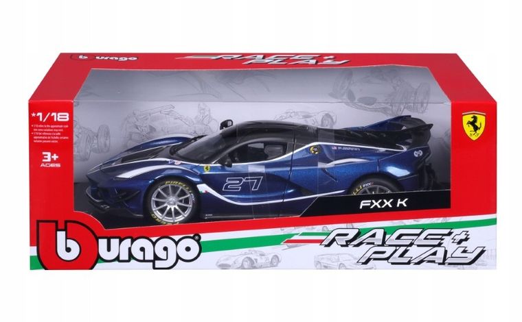 Bburago, Ferrari FXX-K Evo #27, model pojazdu, blue, 1:18