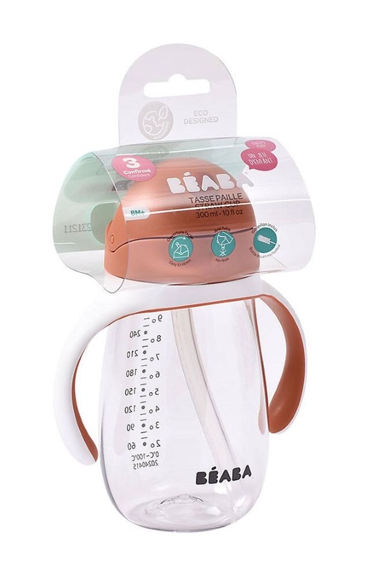 Beaba, bidon niekapek ze słomką, tritanowy, Terracotta, 300 ml