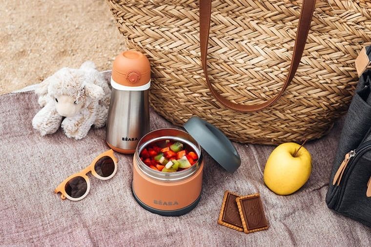 Beaba, termos obiadowy ze stali nierdzewnej, Mineral Grey/Terracotta, 500 ml