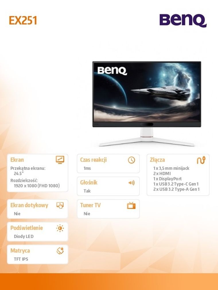 Benq, monitor, 24", EX251 1ms IPS, 220Hz, FullHD, Gaming