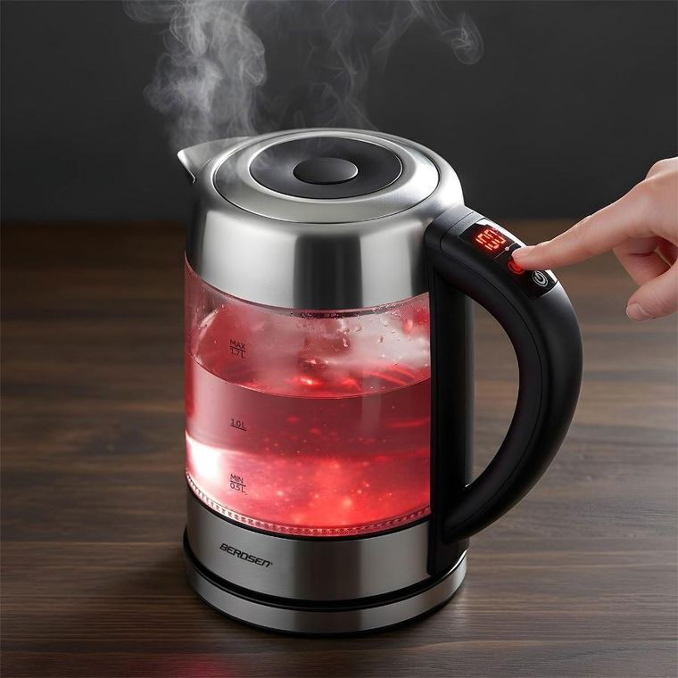 Berdsen, czajnik elektryczny, szklany z regulacją temperatury, 1,7l, 2200W, BD-714