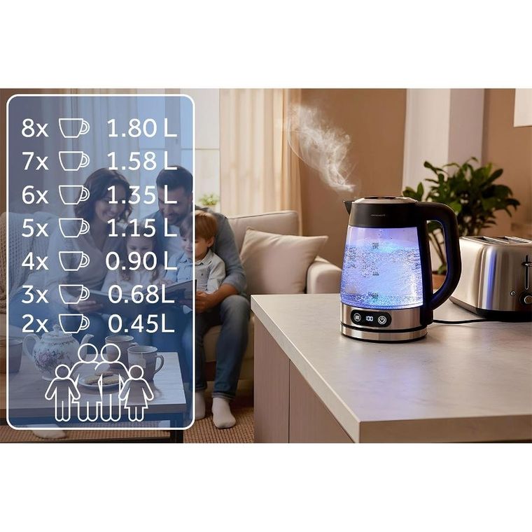 Berdsen, czajnik elektryczny, szklany z regulacją temperatury, 1,8l, 2200W, BD-715