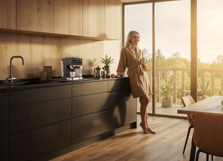 Berdsen, ekspres do kawy kolbowy, ze spieniaczem do mleka, 20 bar, czarny, BD-773