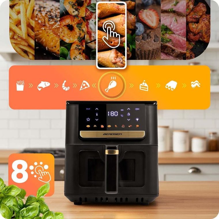 Berdsen, frytkownica beztłuszczowa, air fryer, 1700W, czarny, 6,5l, BD-655