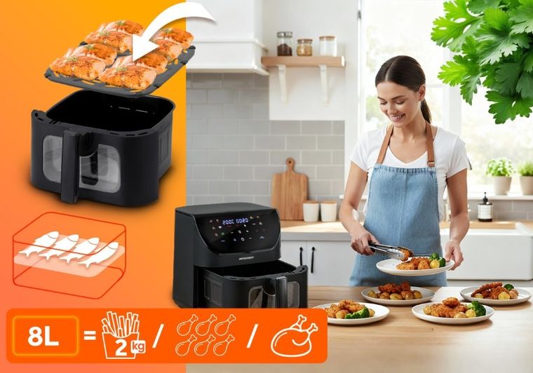 Berdsen, frytkownica beztłuszczowa, air fryer, czarny, BD-660